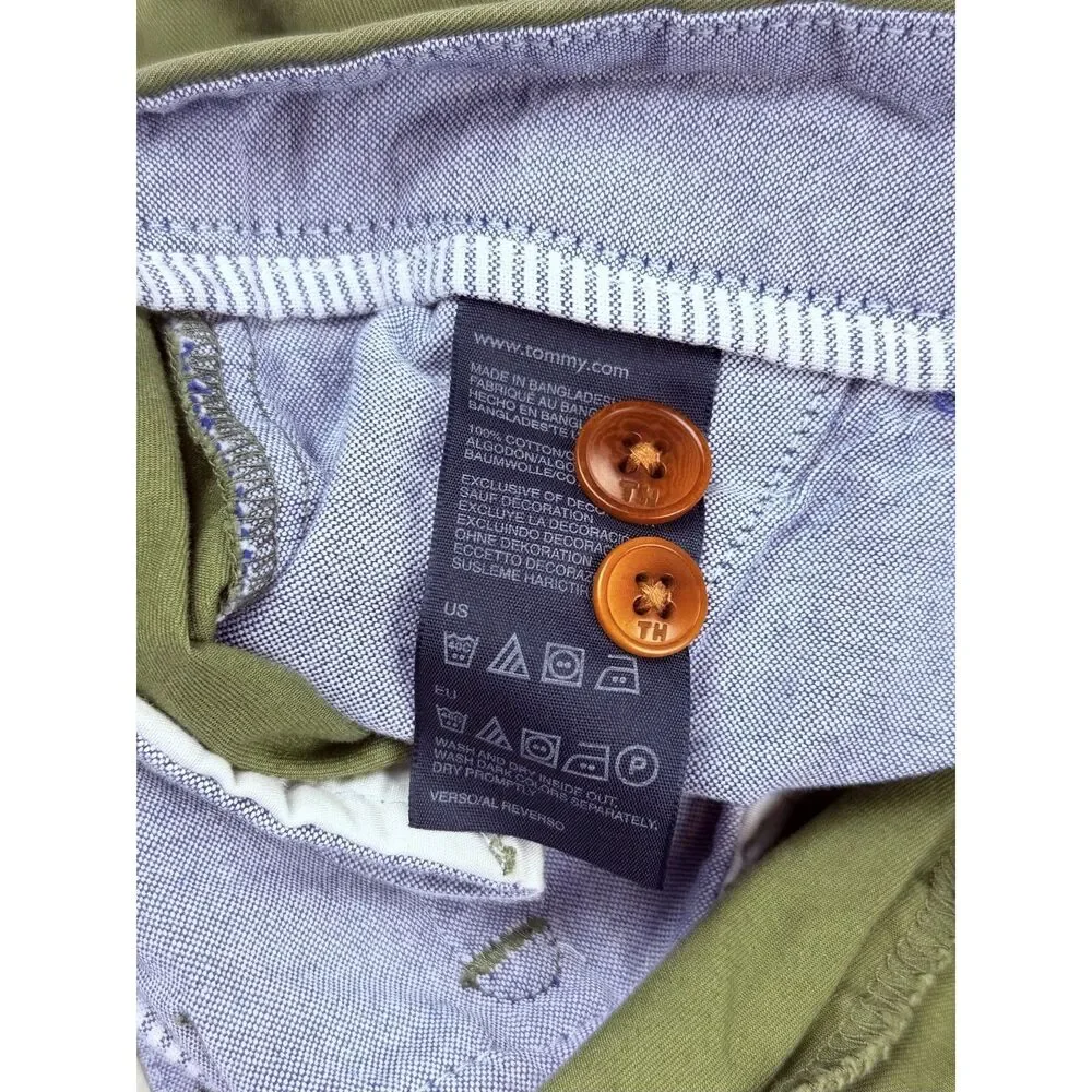 Tommy Hilfiger Shorts Mens 32 Olive Green Chino Classic Fit Casual